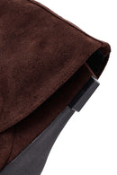 Woman Brown Wedge-Heel Suede Boots | Derimod