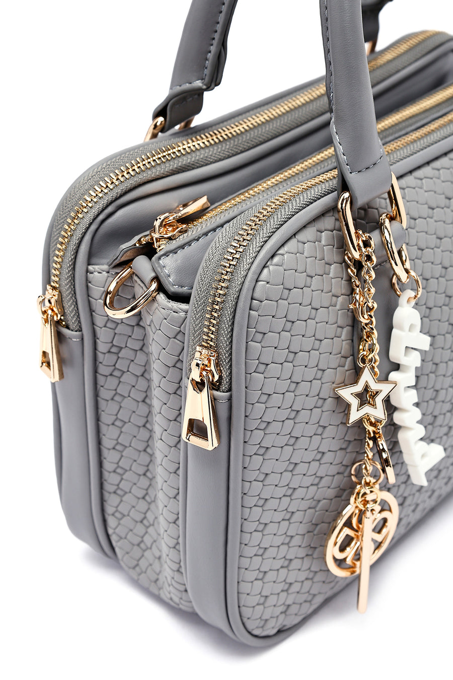 Women's Grey Long Strap Printed Classic Handbag