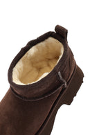 Women's Brown Thick Soled Suede Leather Teddy Boots | Derimod