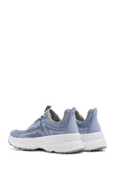 Women's Blue Lace-Up Thick-Sole Fabric Sneakers | Derimod