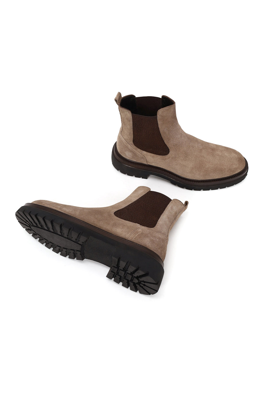 Male Beige Thick-Soled Suede Chelsea Boots
