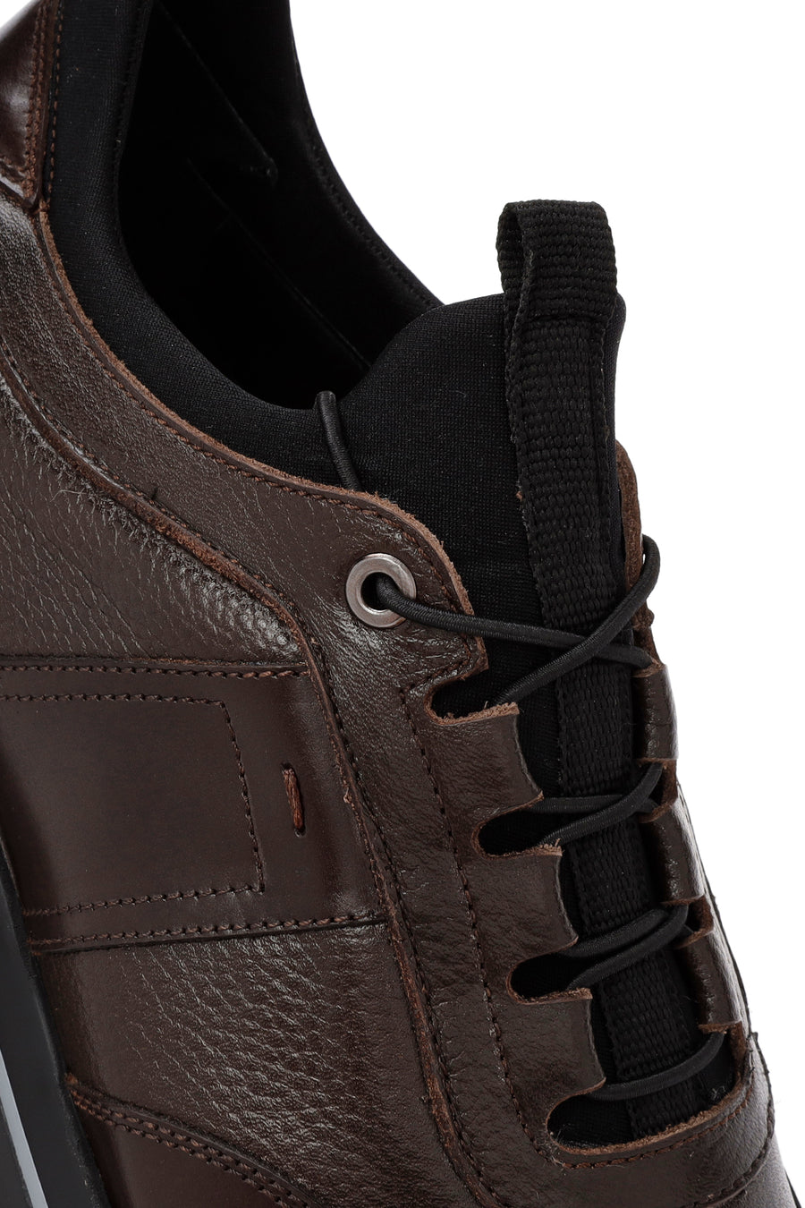 Erkek Kahverengi Bağcıklı Deri Casual Sneaker