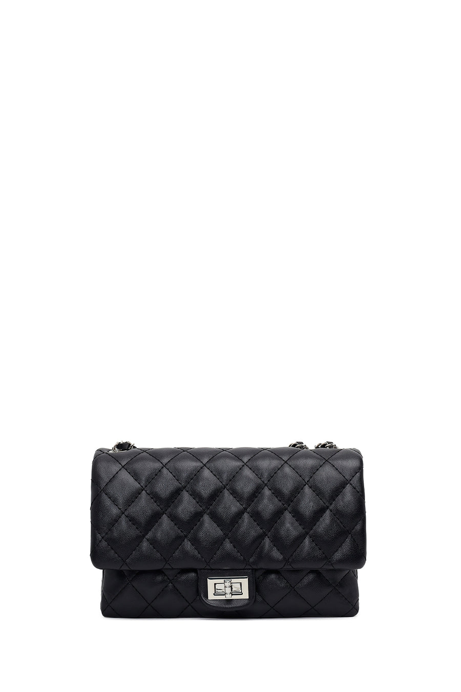 Woman Black Chain Strap Quilted Shoulder Bag