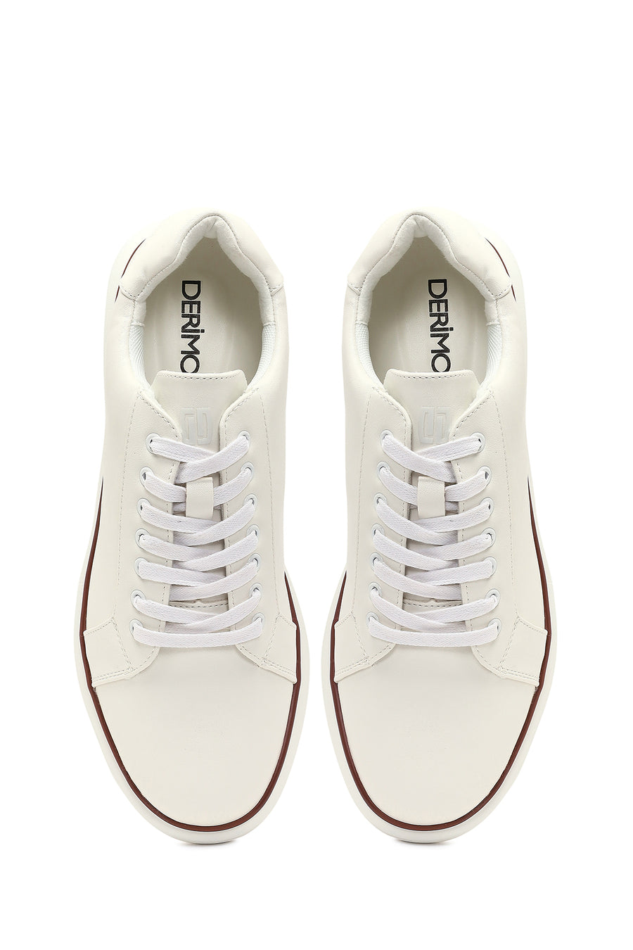 Men's White Lace-Up Thick-Soled Sneaker