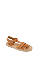 Woman Tan Ankle-Strap Buckled Leather Espadrilles Sandal | Derimod