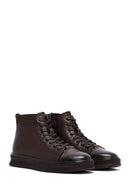 Male Brown Lace-Up Zip Closure Leather Sport Boots | Derimod