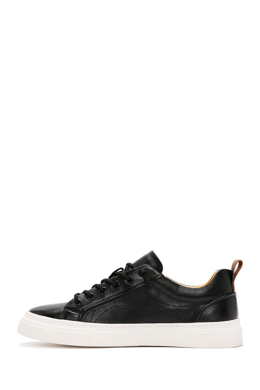 Erkek Siyah Bağcıklı Deri Sneaker