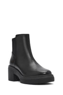 Geox Women's Black Spherica Thick Heel Zippered Leather Boots | Derimod