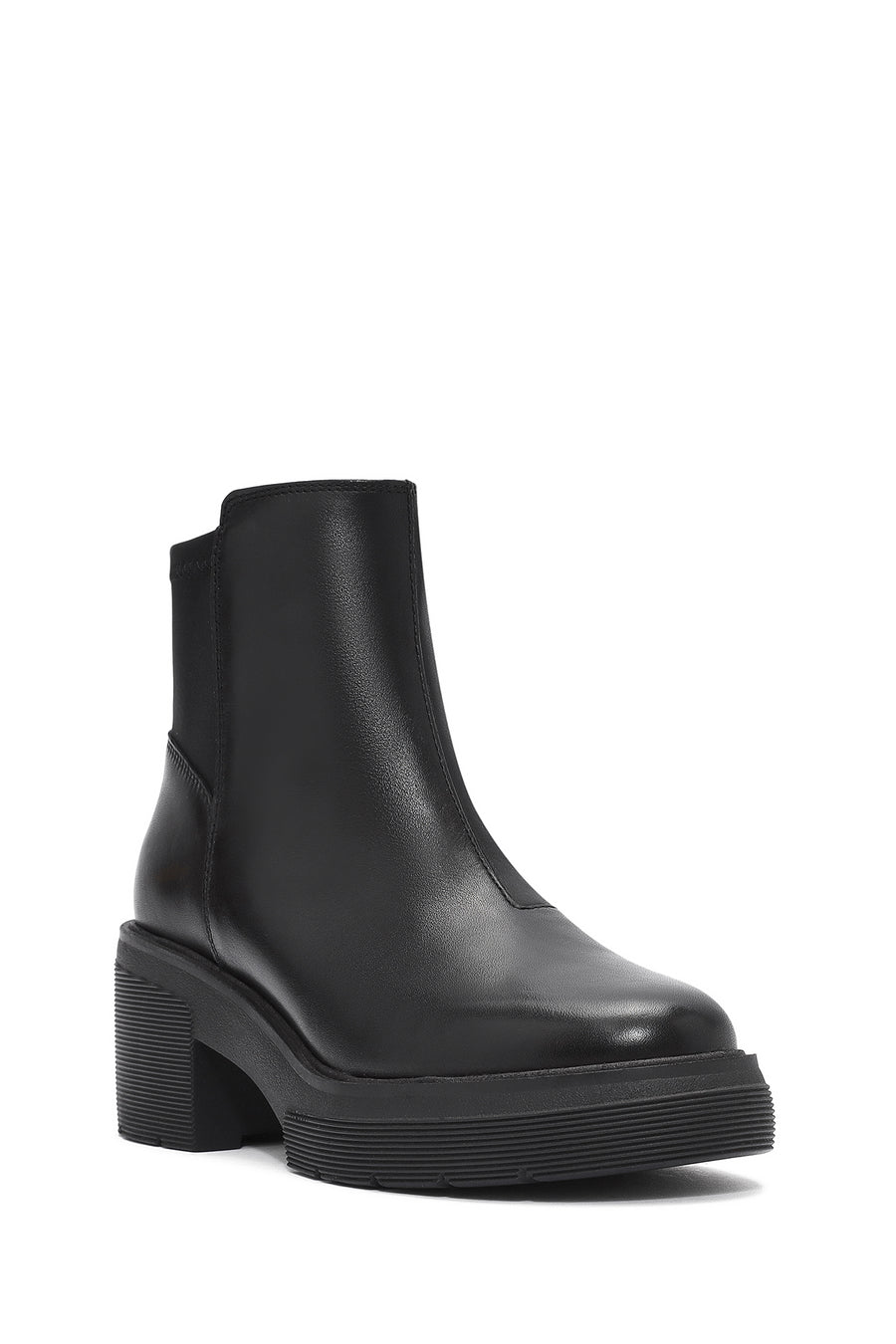 Geox Women's Black Spherica Thick Heel Zippered Leather Boots