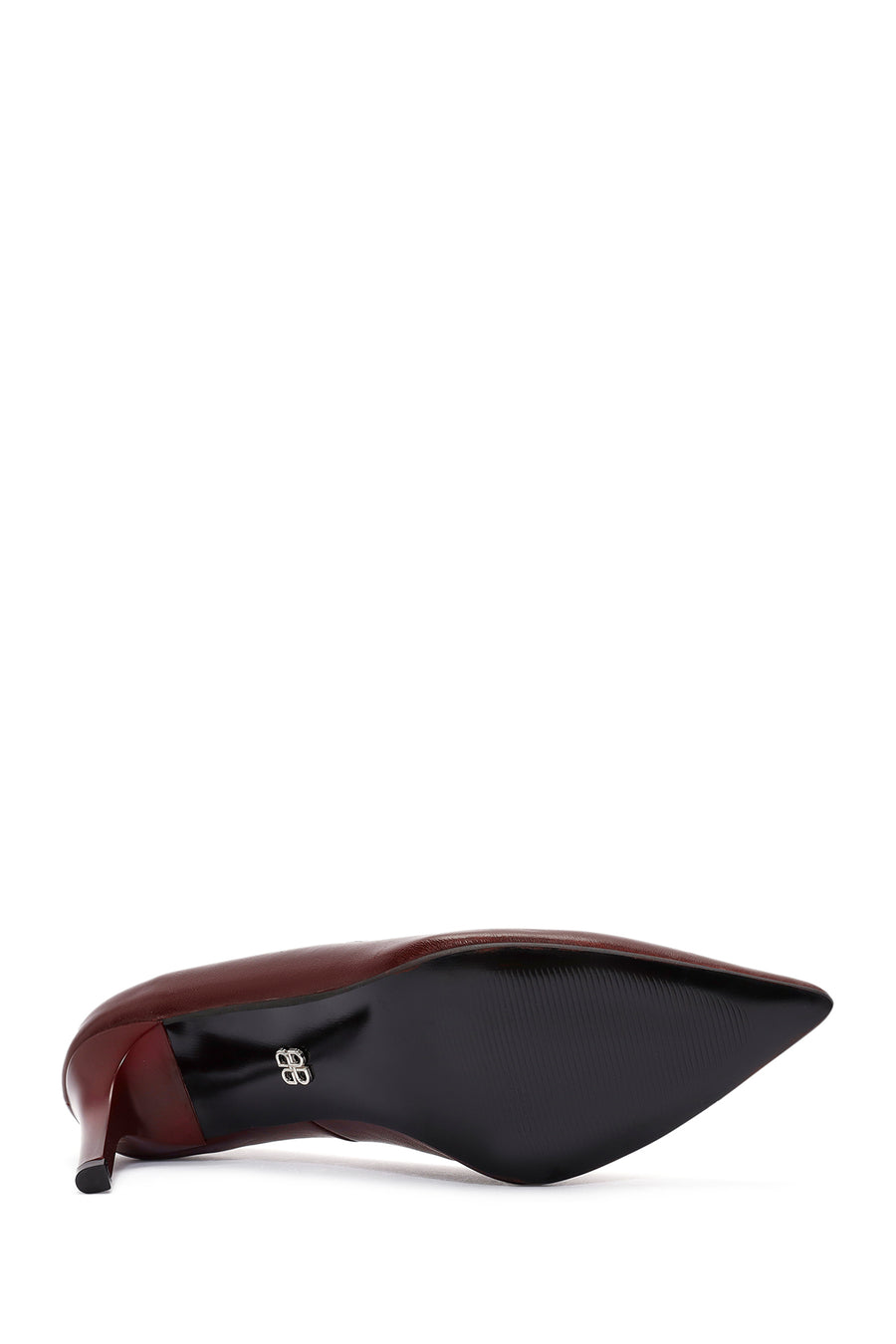 Women's Black Thin Heeled Leather Stiletto