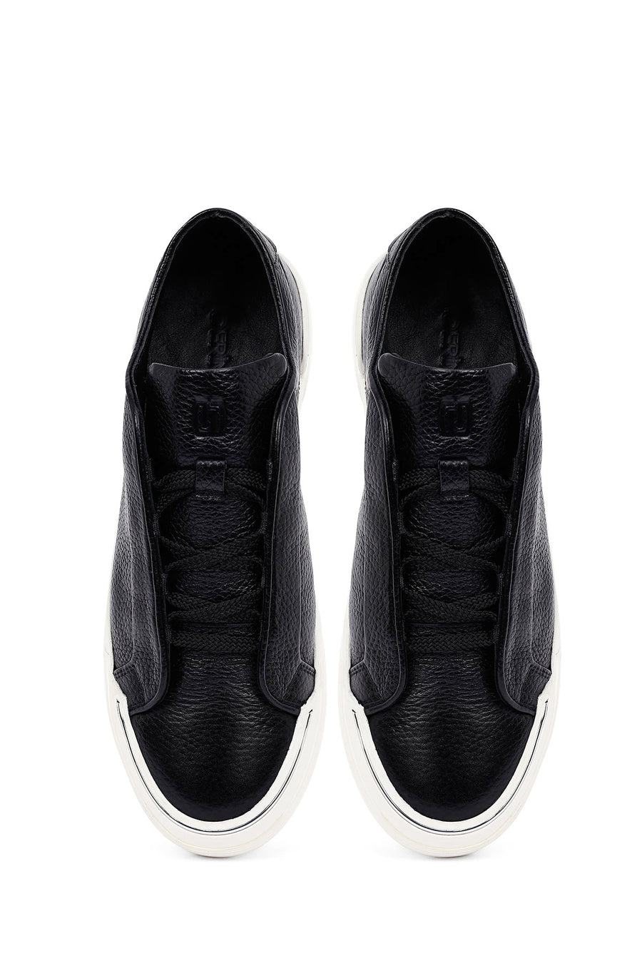 Men's Black Lace Up Leather Sneakers