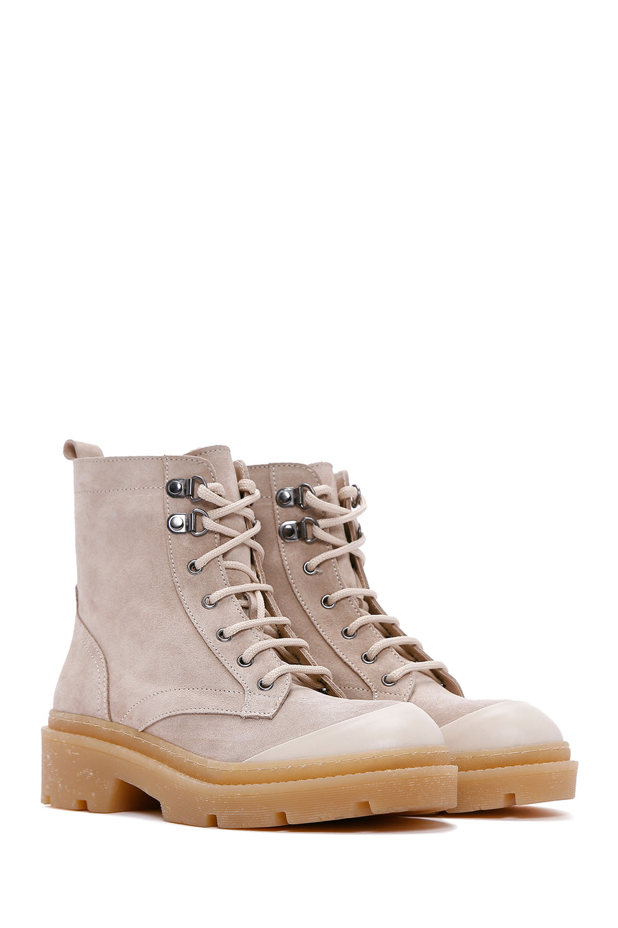 Women's Beige Suede Leather Boots