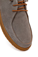 Women's Grey Lace-up Suede Leather Comfort Shoes | Derimod