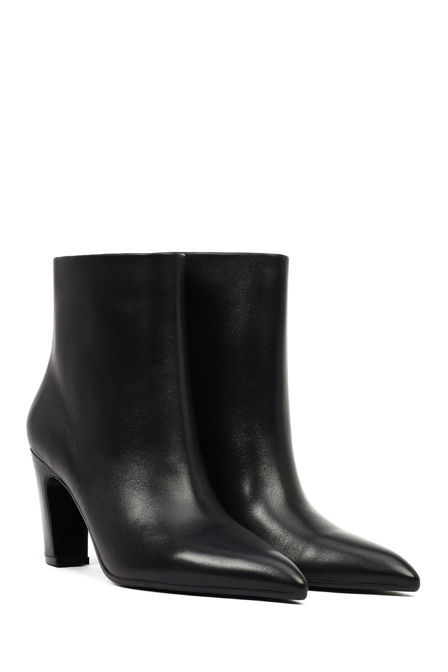 Women's Black Thick Heeled Leather Boots