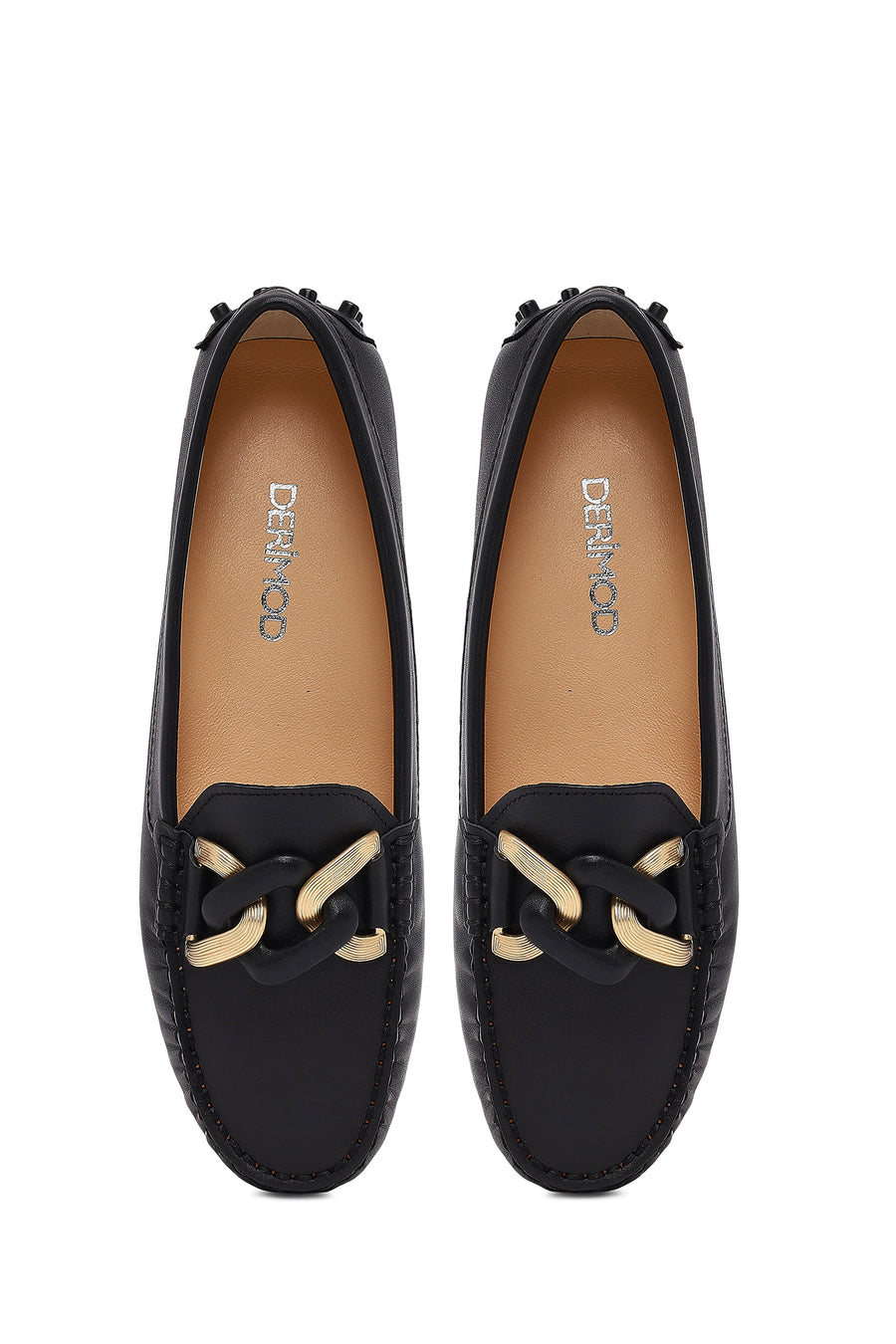 Women's Black Buckled Leather Loafer