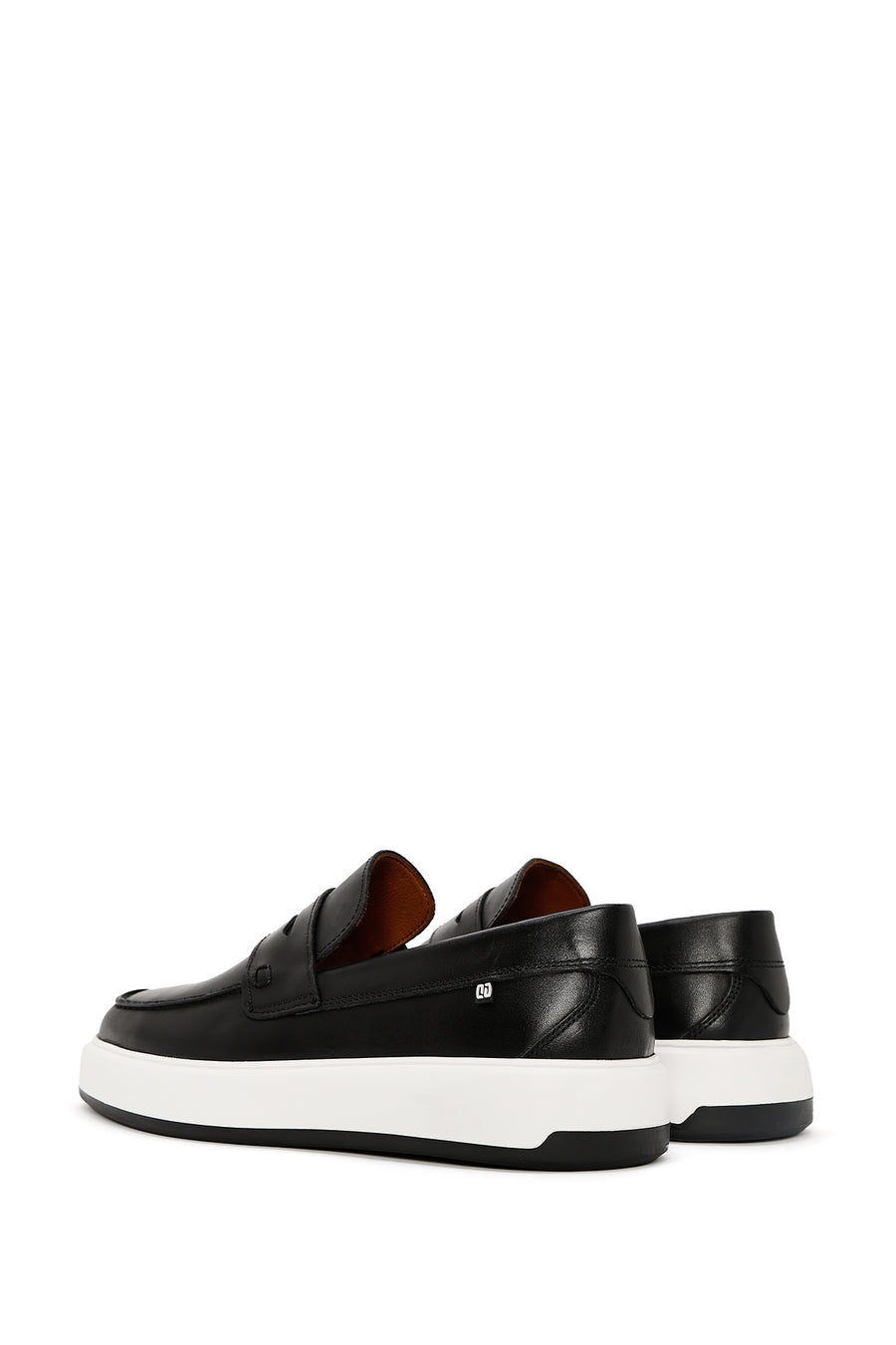Men's Black Thick-Soled Leather Casual Loafer