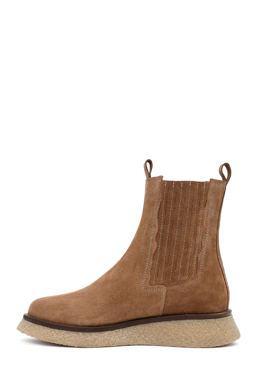 Women's Camel Thick-Soled Suede Leather Chelsea Boot