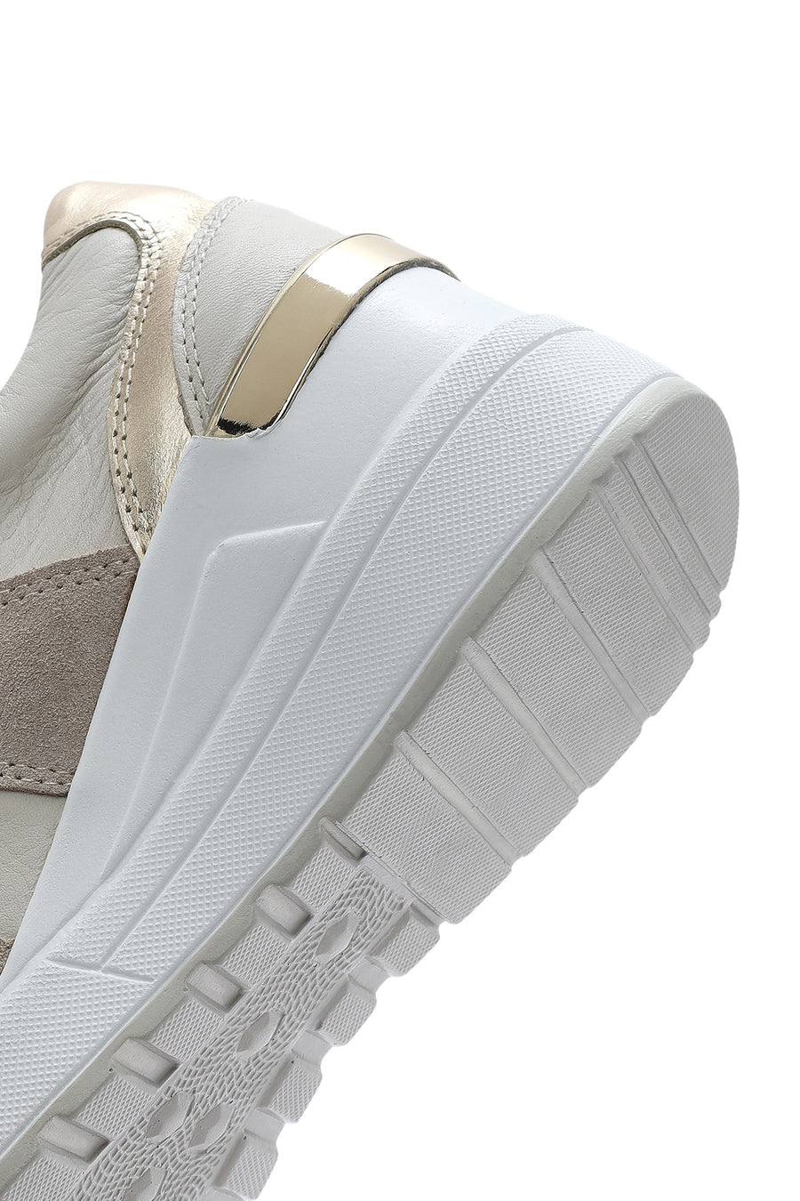 Women's Beige Wedge Heel Side Zip Leather Sneakers