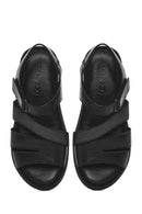 Women's Black Ankle Strap Chunky Sole Leather Comfort Sandals | Derimod