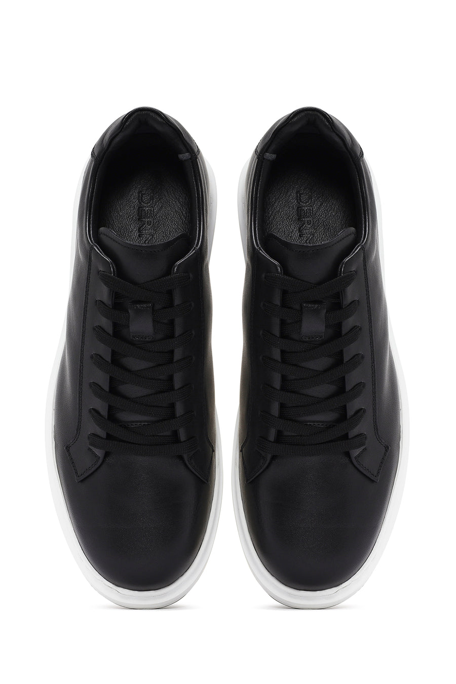 Erkek Siyah Bağcıklı Deri Sneaker