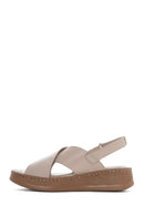 Women's Mink Strapped Thick Soled Leather Comfort Sandals | Derimod