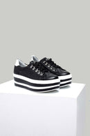 High-Sole Women's Leather Sneaker | Derimod