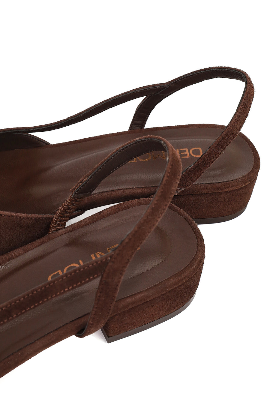 Women's Brown Open Back Suede Leather Ballet Flats