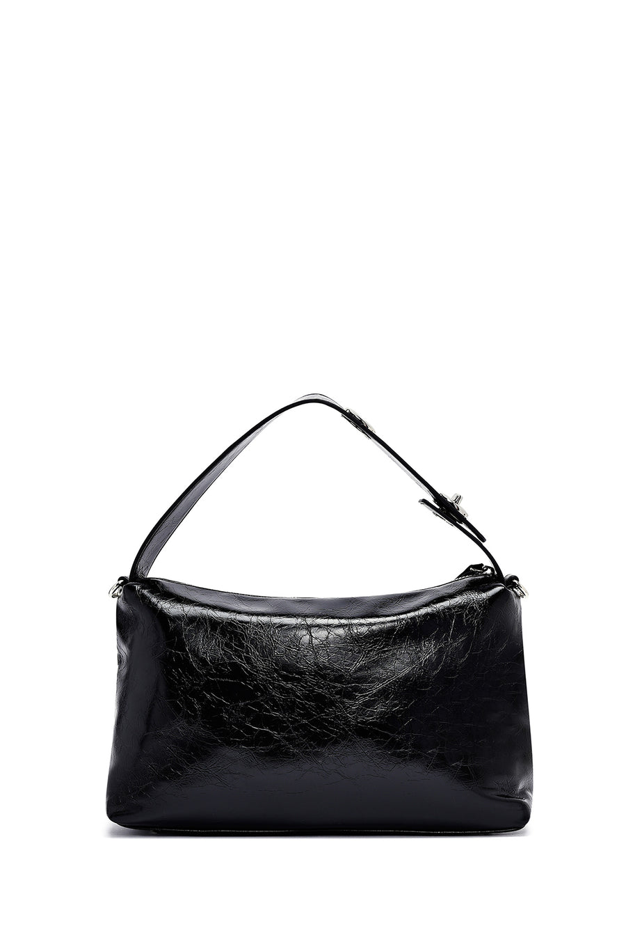 Women's Black Long Strap Chain Detailed Shoulder Bag