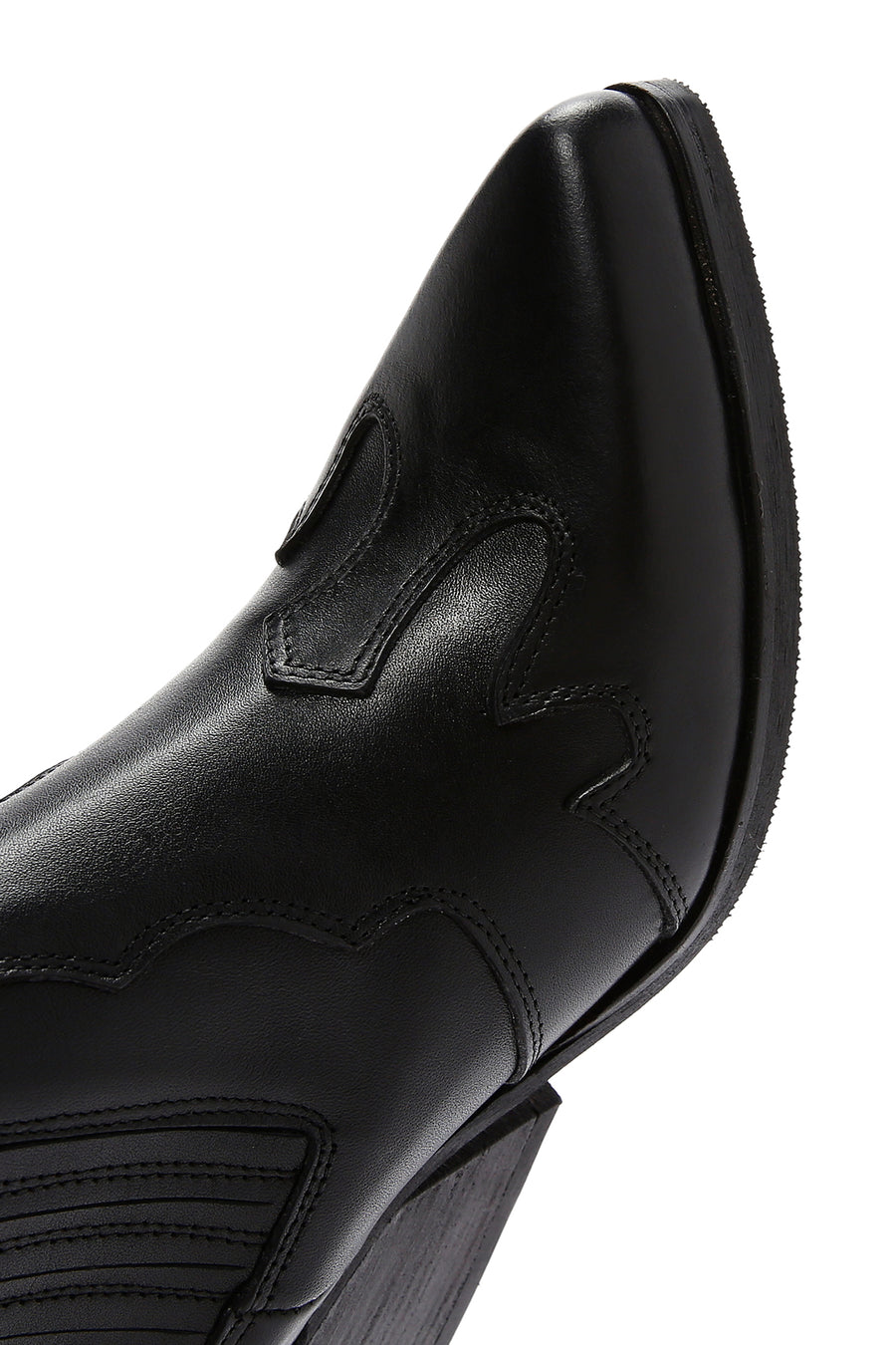 Women's Black Leather Cowboy Western Heeled Boots