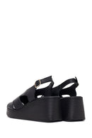 Women's Black Ankle Buckle Platform Leather Sandals | Derimod