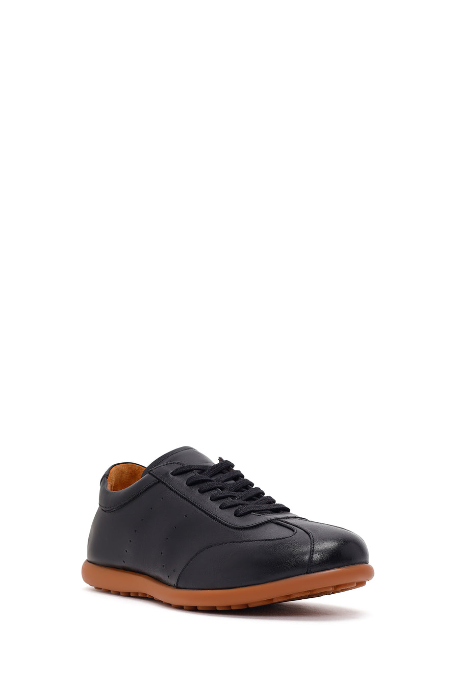 Erkek Siyah Bağcıklı Deri Sneaker