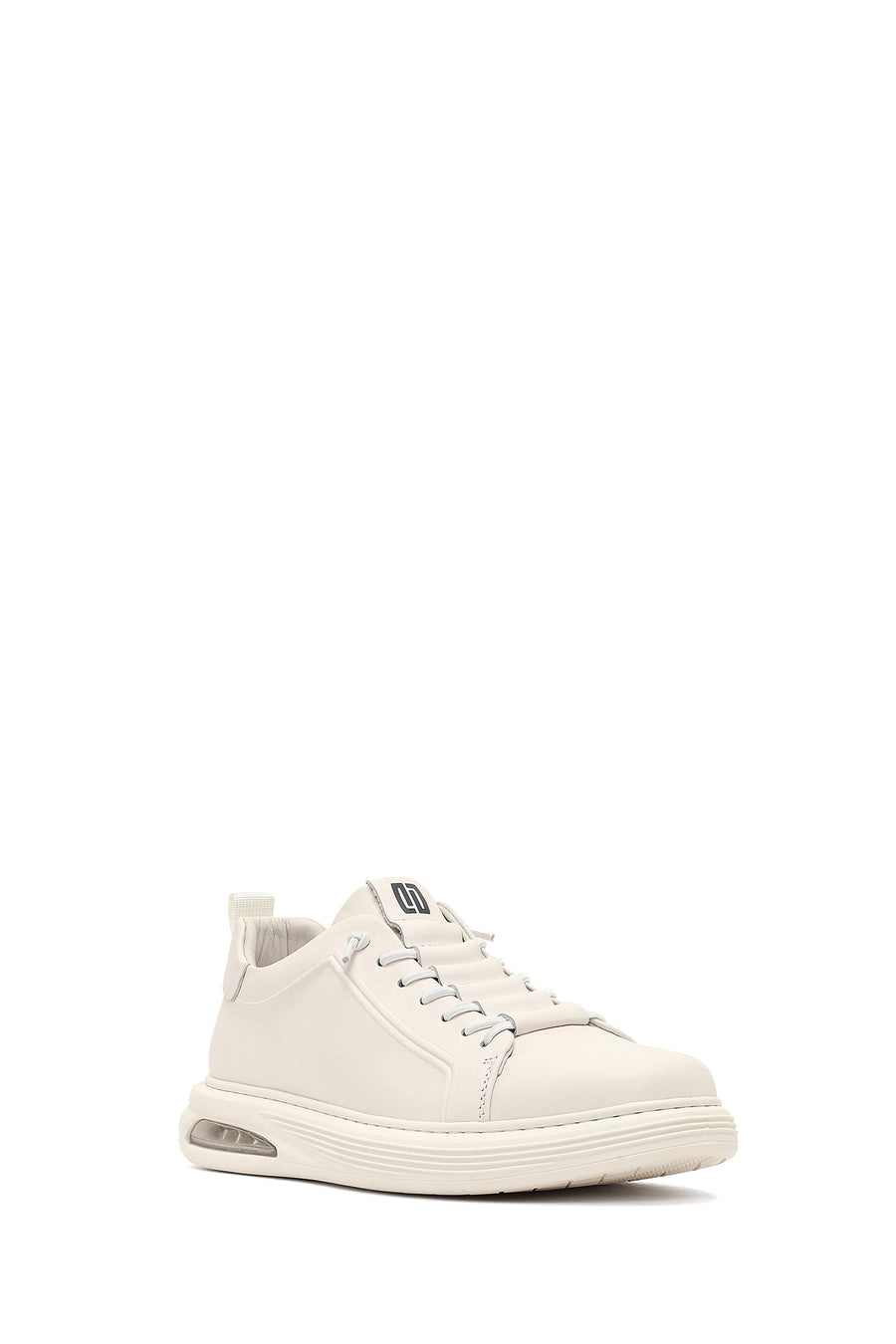 Erkek Beyaz Bağcıklı Deri Sneaker