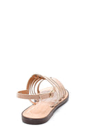 Women's Beige Crocodile Flat Sandals | Derimod
