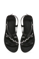 Women's Black Knit Detailed Sandals | Derimod