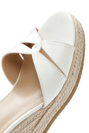 Women's White Ankle Buckle Wedge Heel Espadrille Sandals | Derimod