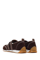 Women's Brown Strapped Suede Leather Ballet Flats | Derimod
