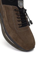 Men's Mink Lace-Up Thick-Soled Nubuck Leather Sneaker | Derimod