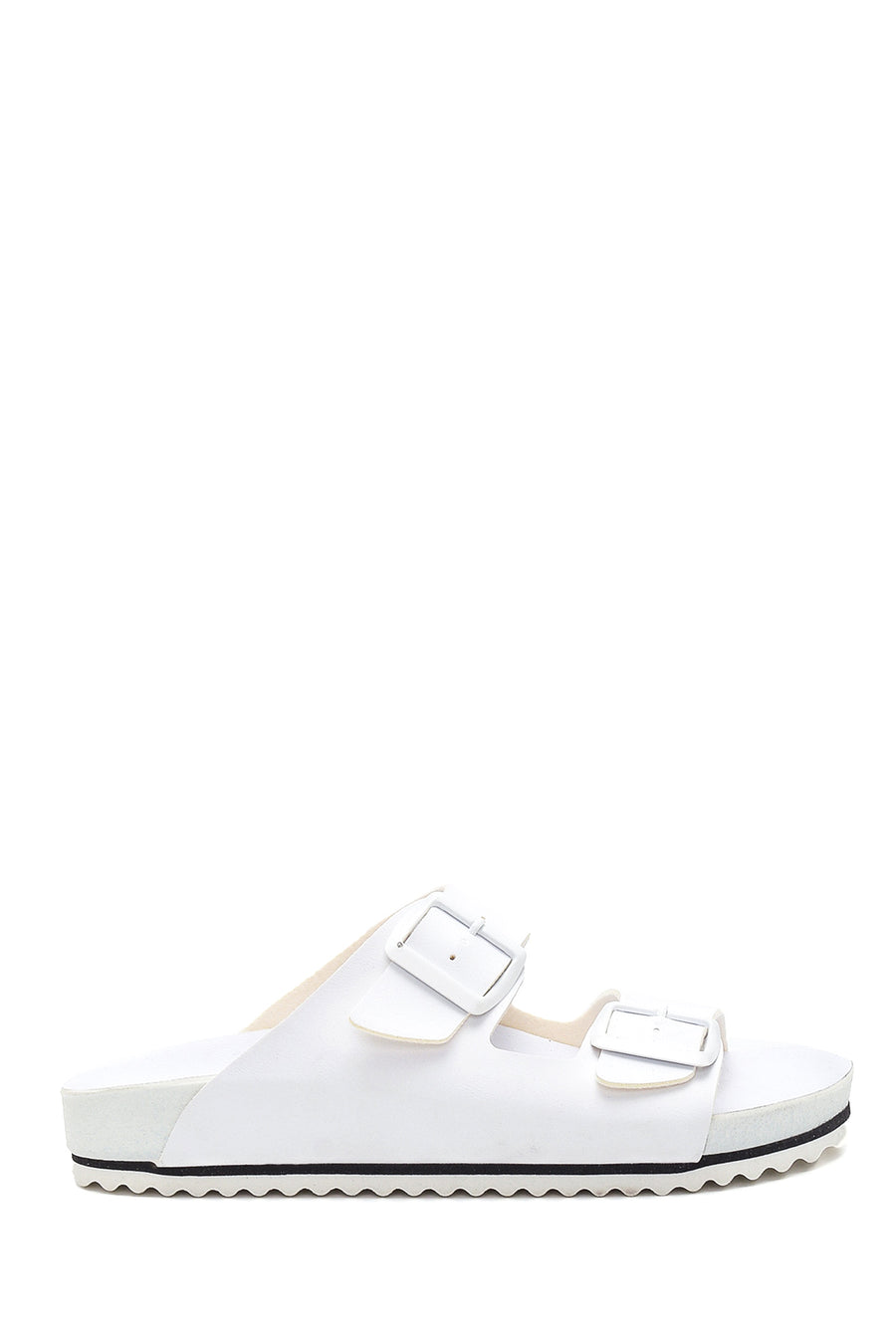 Women's White Double Buckle Slippers 22SFE265118 | Derimod