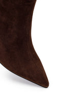 Woman Brown Thin-Heeled Suede Boots | Derimod