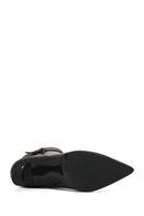 Woman Black Zip Closure Heeled Leather Boots | Derimod