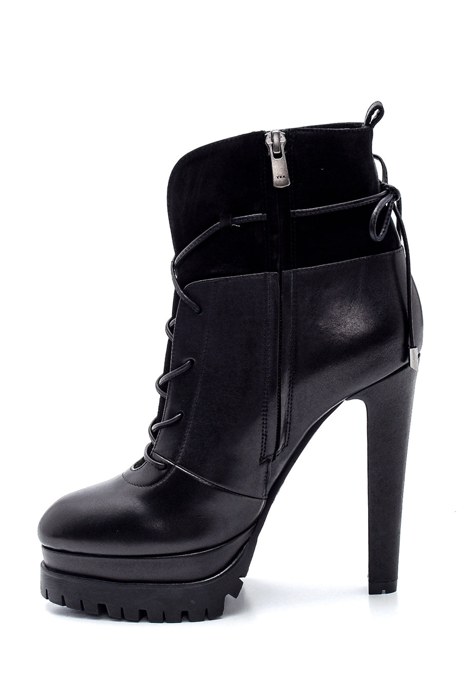 Women's Leather Platform Heeled Boots
