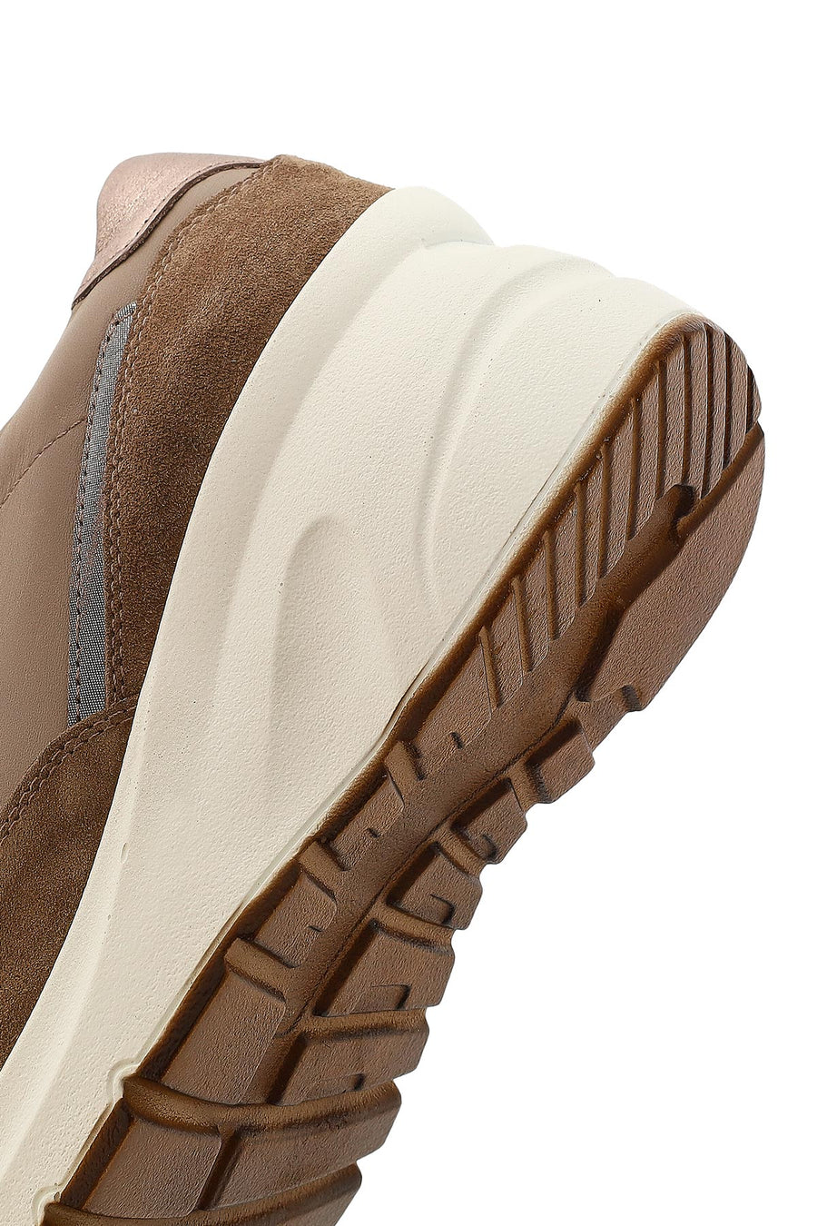 Women's Mink Lace-Up Zipper Detailed Wedge Heel Leather Sneaker