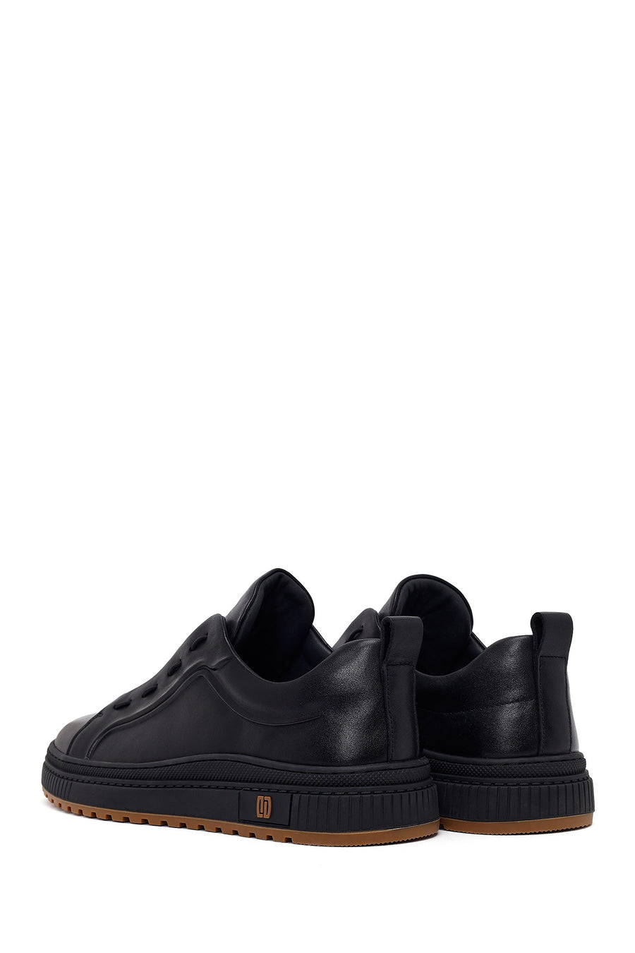 Erkek Siyah Bağcıklı Deri Sneaker