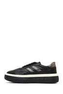 Women's Black Lace-Up Thick-Soled Leather Sneaker | Derimod