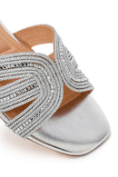 Woman Silver Slipper with Stones | Derimod