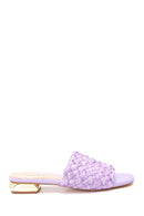 Women's Purple Straw Flat Slippers | Derimod