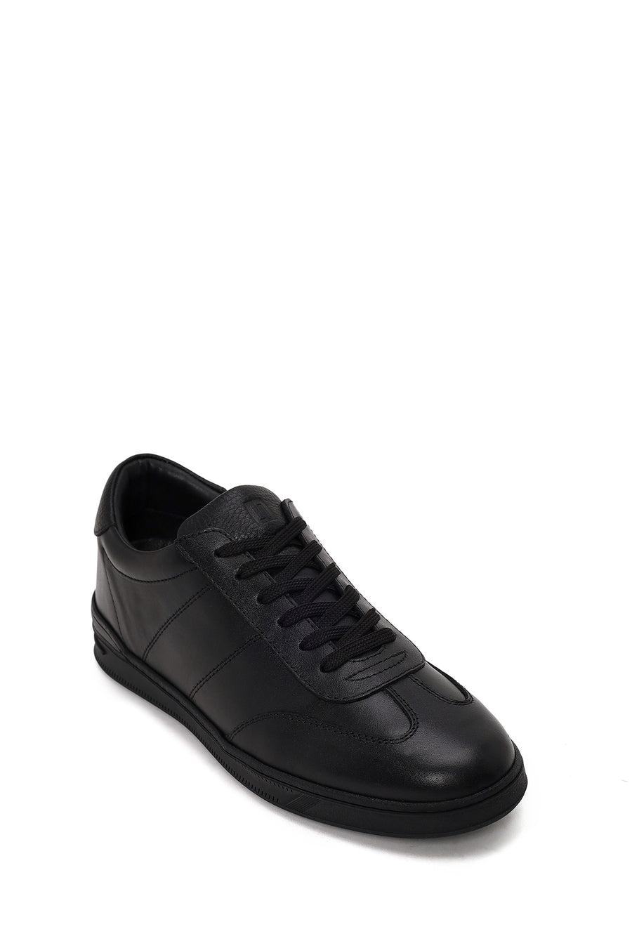 Erkek Siyah Bağcıklı Deri Casual Sneaker