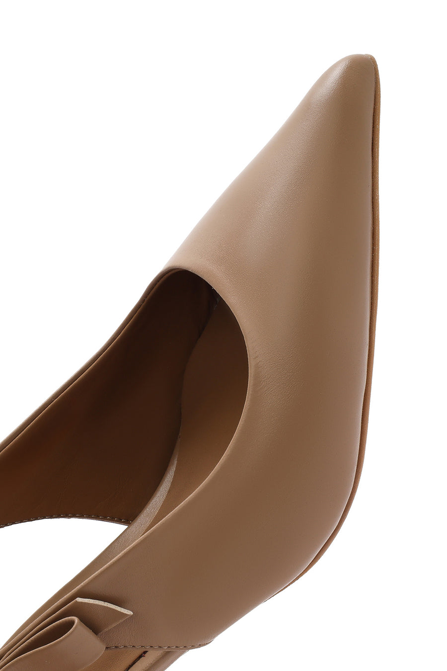 Women's Camel Slingback Thin Heel Leather Shoes