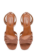 Woman Mink Ankle-Buckle Chunky-Heel Suede Leather Sandals | Derimod