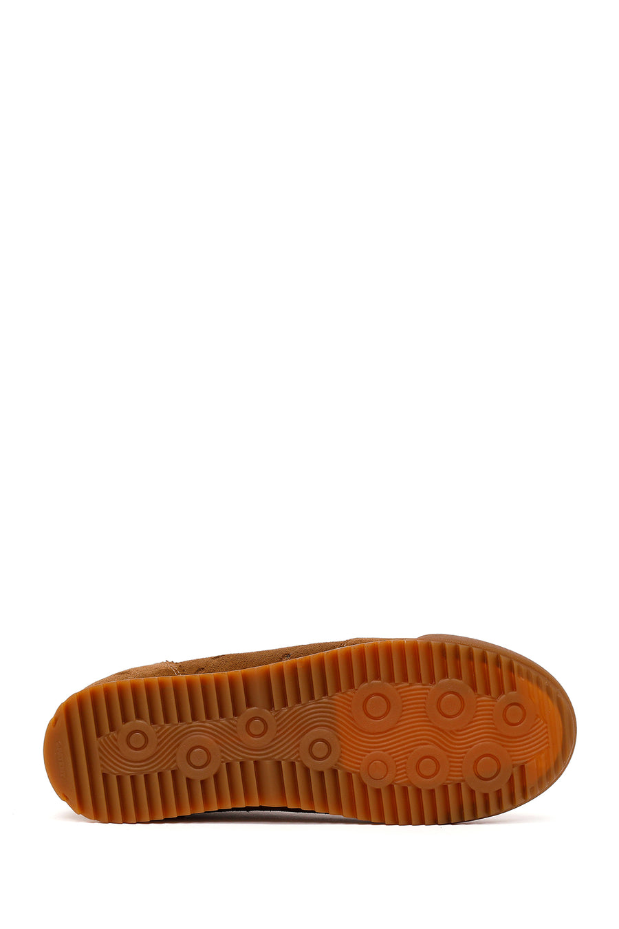 Woman Tan Lace-Up Suede Leather Sneakers